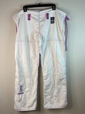 Fuji Sports Sekai Women’s BJJ Gi Pants Size W2 White Purple Jiu JItsu (No Belt)
